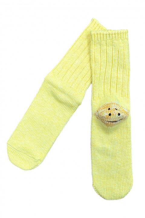 Kapital 56 Yarns 3x1 Rib RAINBOWY HAPPY HEEL Socks Yellow