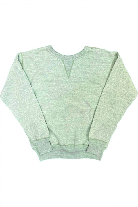 Denime Heather Four Needle V-Gusset Crew Neck Green